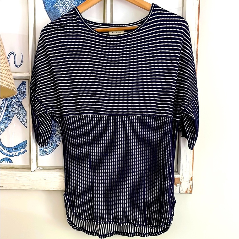 MAX STUDIO dolman rouched sleeve tunic tee